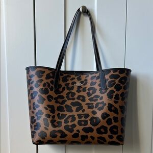 Coach City Leopard Print Tote - Brown and Black